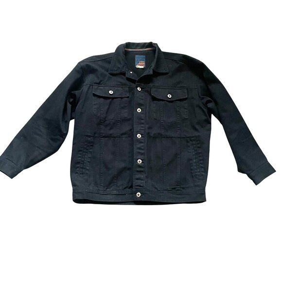 Godbody Button Front Denim Field Jacket Men's Black Classic Fashion College - Picture 1 of 7